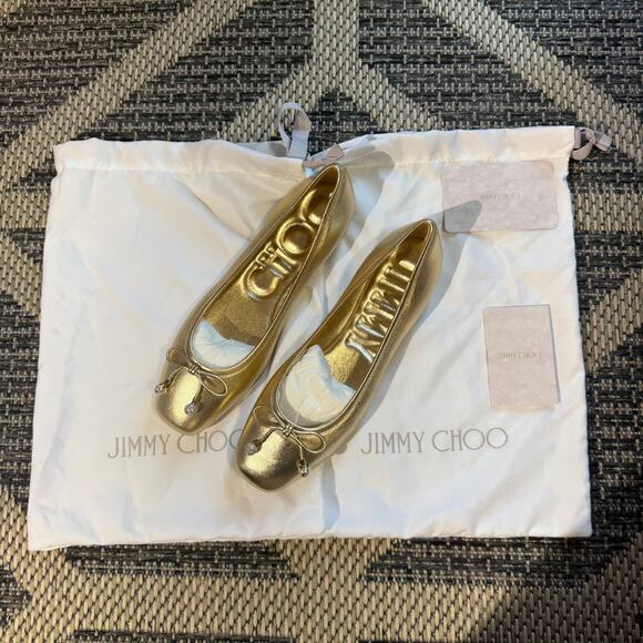 Jimmy Choo Elme Flat Gold Size 38.5 - Picture 4 of 10